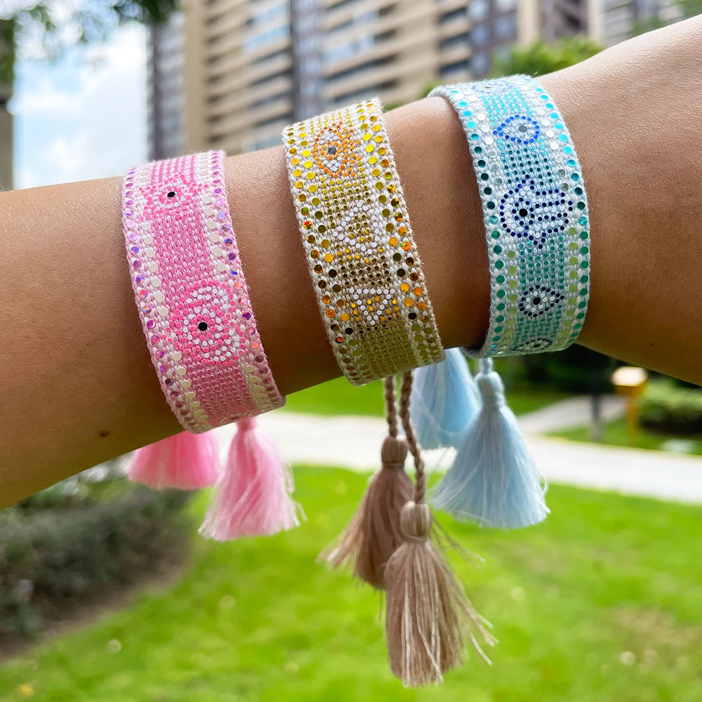 Браслет Гипсофила Голубые Глаза Цвет Плетеная Кисточка Дружбы Популярный