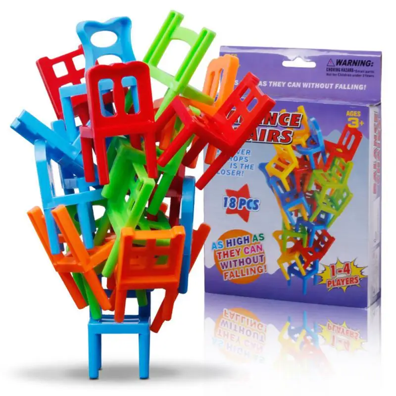 

18pcs Board Game Balance Chairs Adult Kids Stacking Game Parent-child DIY Interactive Toy Family Game Balance Training Block