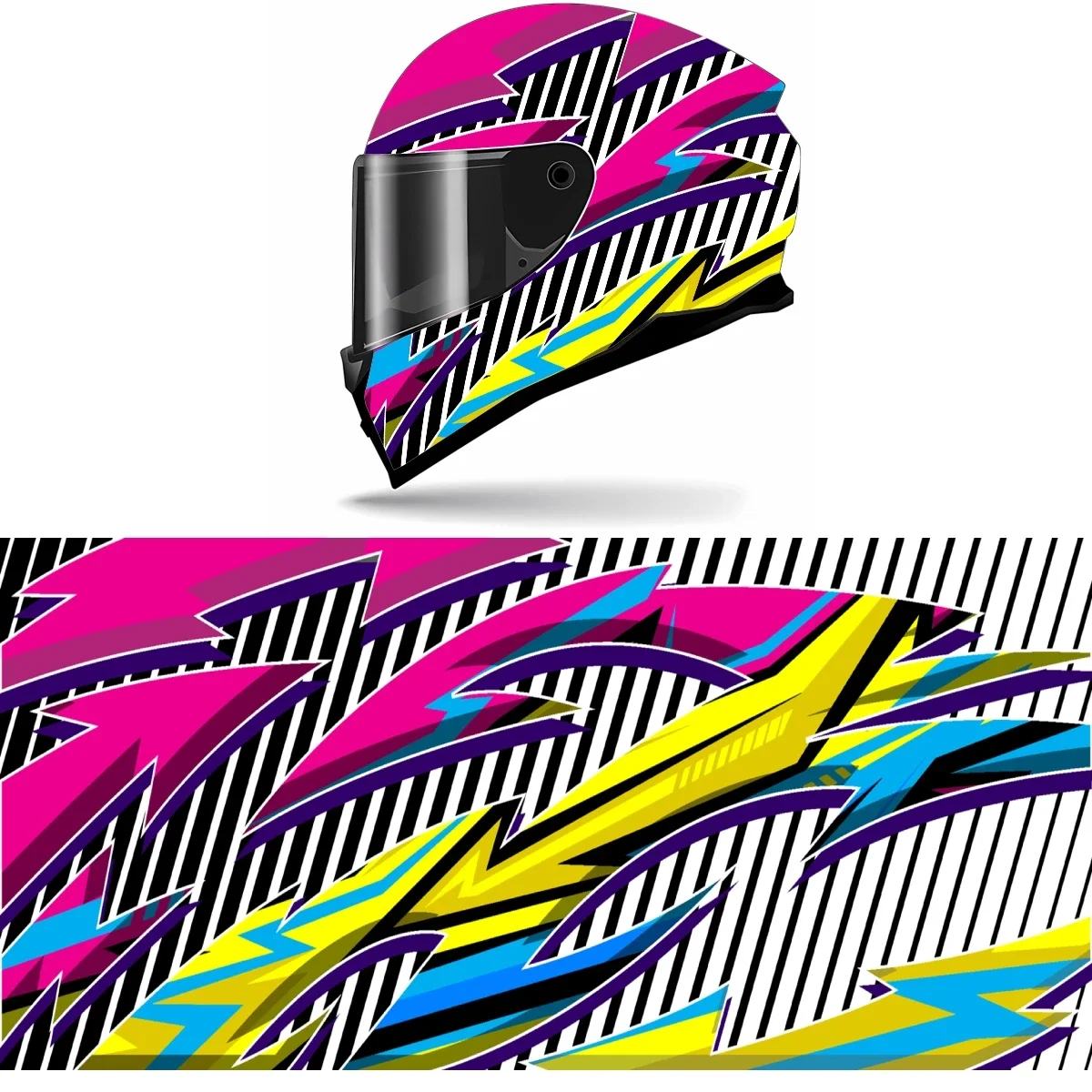 Абстрактные красочные изгибы полная наклейка на шлем мотоциклетный гоночная
