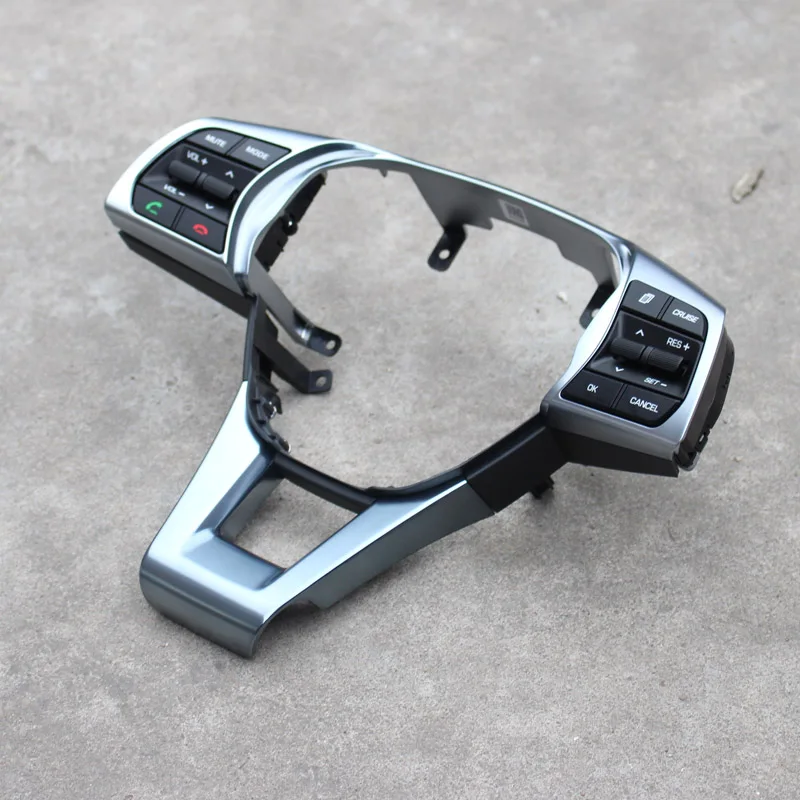 Interruptor de crucero de velocidad fija para volante de coche, accesorios originales de ajuste de marco brillante, botón multifunción para Hyundai Sonata 9