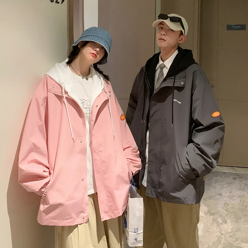 Новая весенне-осенняя куртка для влюбленных модная с капюшоном из двух частей