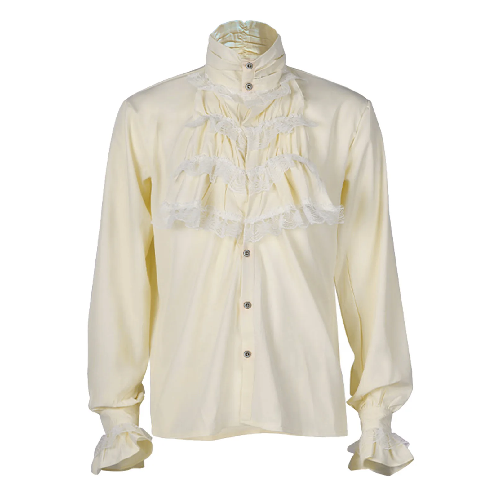 

Short Sleeve Casual Shirt Male Gothic Vintage Lace Shirt Stand Collar Long Sleeve Fold Shirt Blouse Mens T Shirt Pack Variety