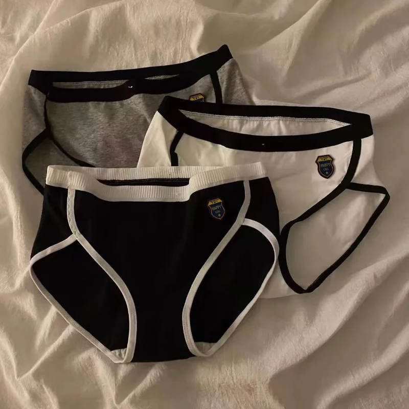 

2Pcs Women's Panties Cotton Female Lingerie Mid Rise Appliques Feminine Underwear Underpants Casual Seamless Panty Woman Briefs