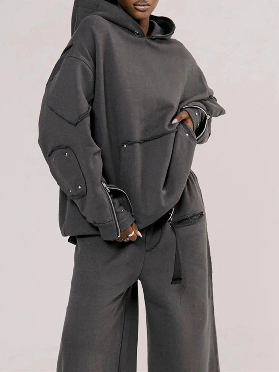 Уличная одежда VGH однотонные комплекты из двух предметов для женщин топы с