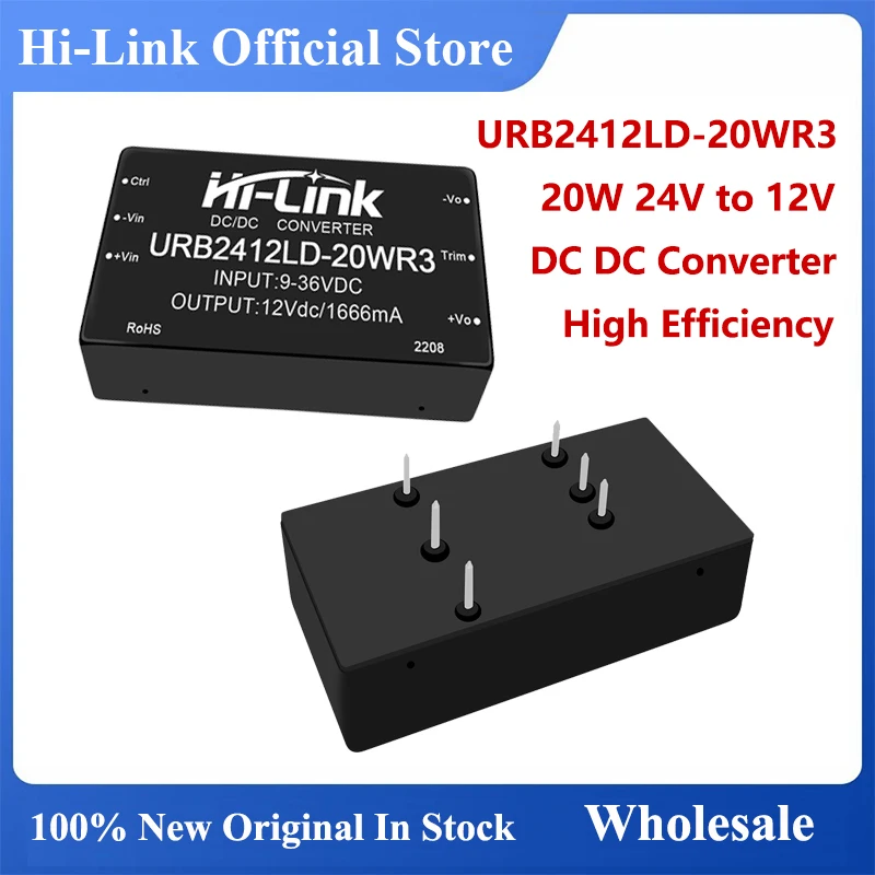 Фото URB2412LD-20WR3 Hi-Link 2 шт. Новая бесплатная доставка 20 Вт 24 В до 12 В 1666 мА преобразователь постоянного тока постоянного тока изолированный источник питания интеллектуальный модуль №1