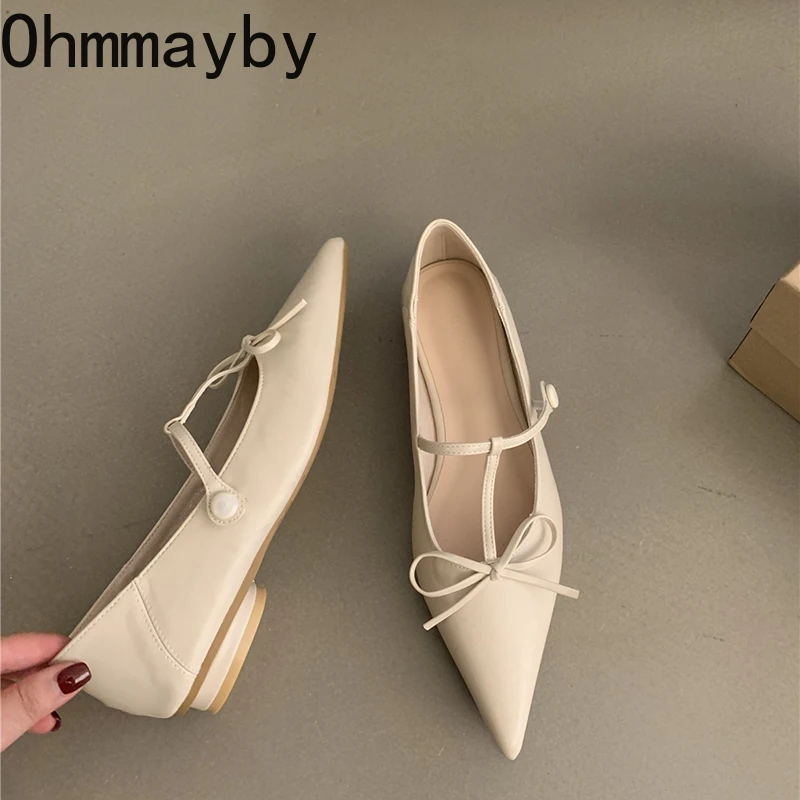 2024 весенне-осенняя женская обувь Мэри Джейн модная офисная с острым носком