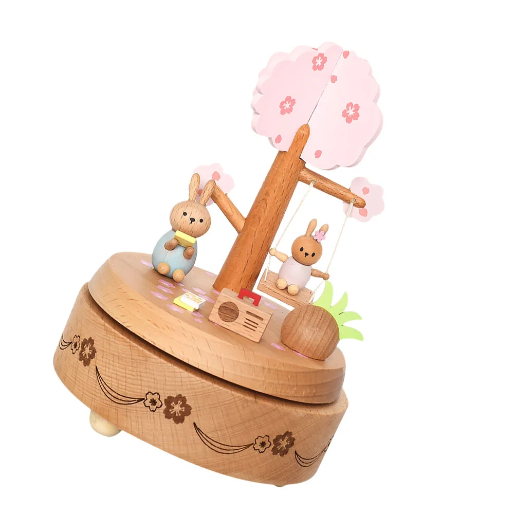 

1Pc Creative Adorable Box Home Rabbit Modeling Adornment Wooden Craft