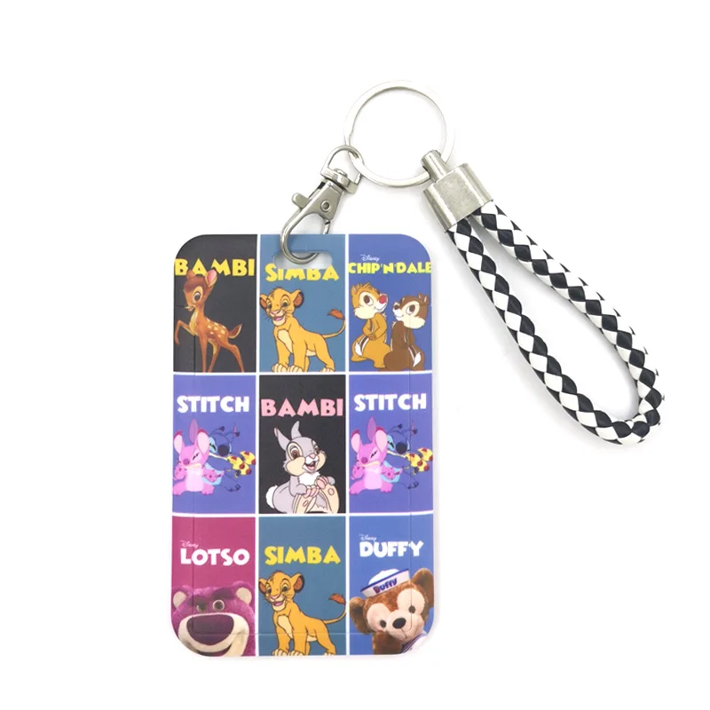 Disney Characters Bambi Lion King Stitch Cute Card Cover Clip Lanyard Retractable Student Nurse Badge Reel Clip Cartoon