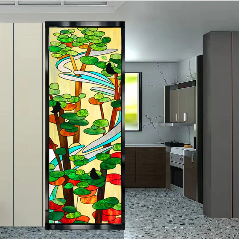 

Wonderful custom-made Tiffany color church painted sliding doors and windows porch partition background wall