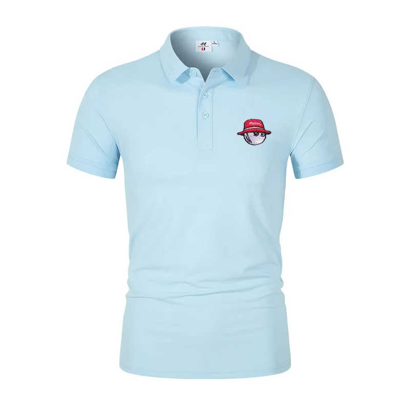 Embroidery Golf Shirt for Men Summer Men's Golf Polo Shirt Men's Turn Down Collar Slim Fit Breathable Casual Men Golf Clothing