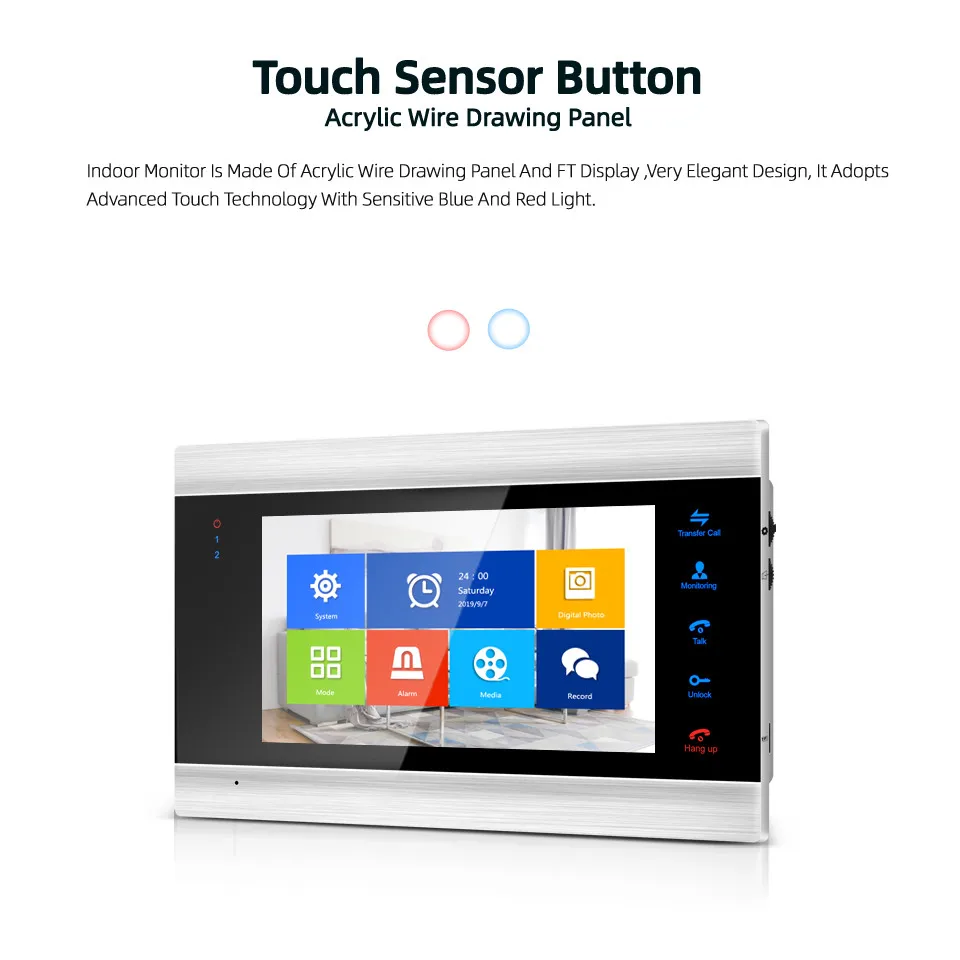 JeaTone 720P AHD видео дверной звонок Домофон для дома с 7-дюймовым монитором и IP65 - Фото №1