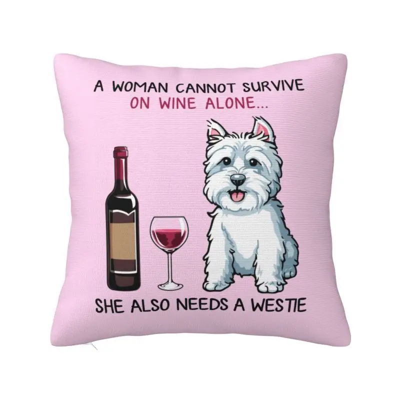 

Westie And Wine смешная собака, Декор для дома, роскошные подушки West Highland White Terrier для дивана, квадратная наволочка