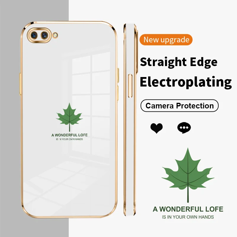 

Maple Leaves Square Electroplating Phone Case for OPPO A5 2018 AX5 A12E A3S A7 A8 A9 A11 A12 A15 A16 A16K A31 Realme C1 Soft TPU