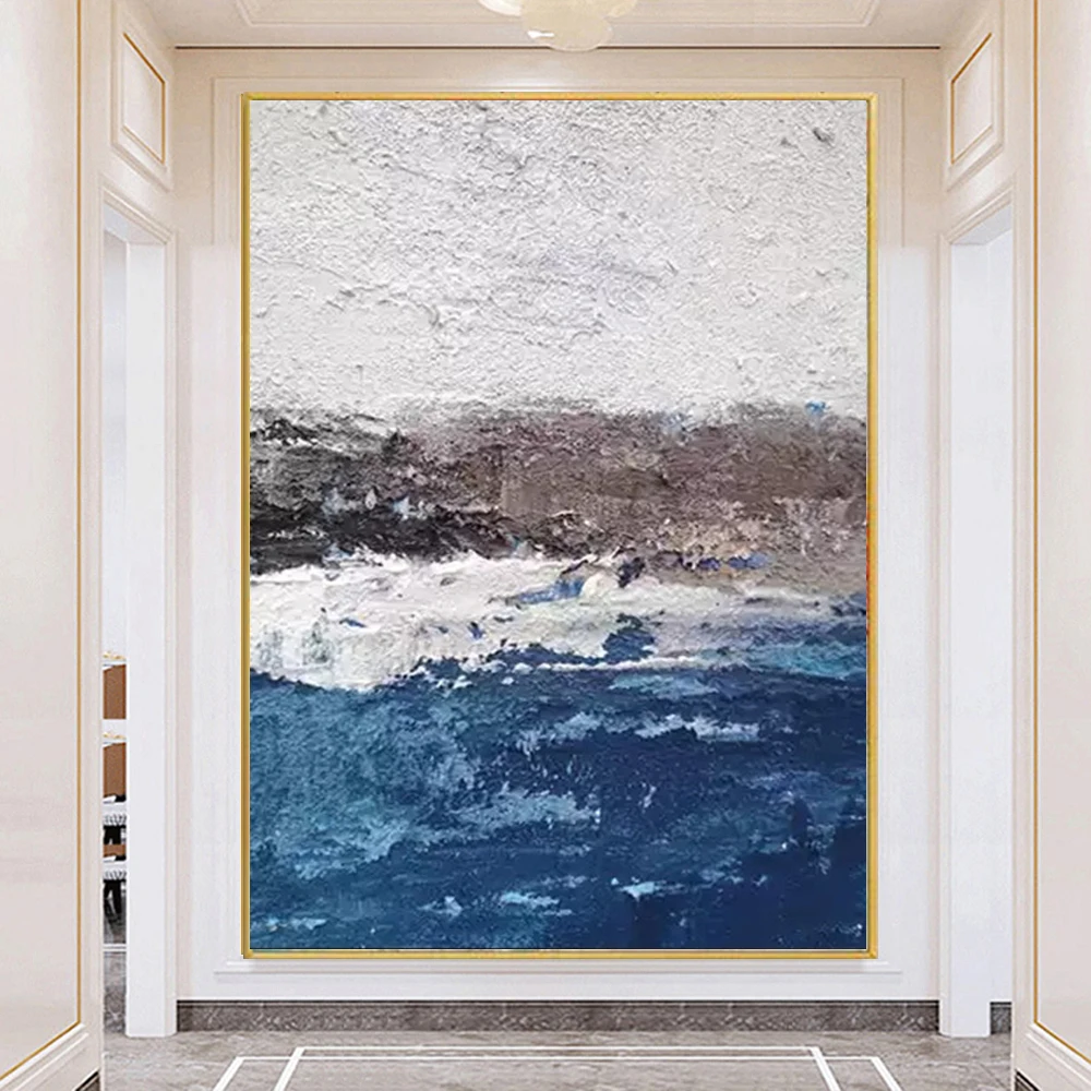 

Hand Painted Oil Painting On Canvas White Clouds And Sea Cliff Landscape Wall Art Picture For Living Room Decor No Frame