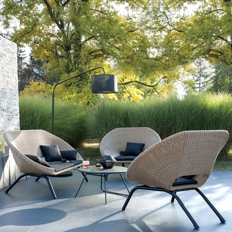 

Скандинавский уличный ротанговый стул, диван, журнальный столик, балкон, двор для отдыха, Солнечная комната, вилла, ротанговый художественный комбинация