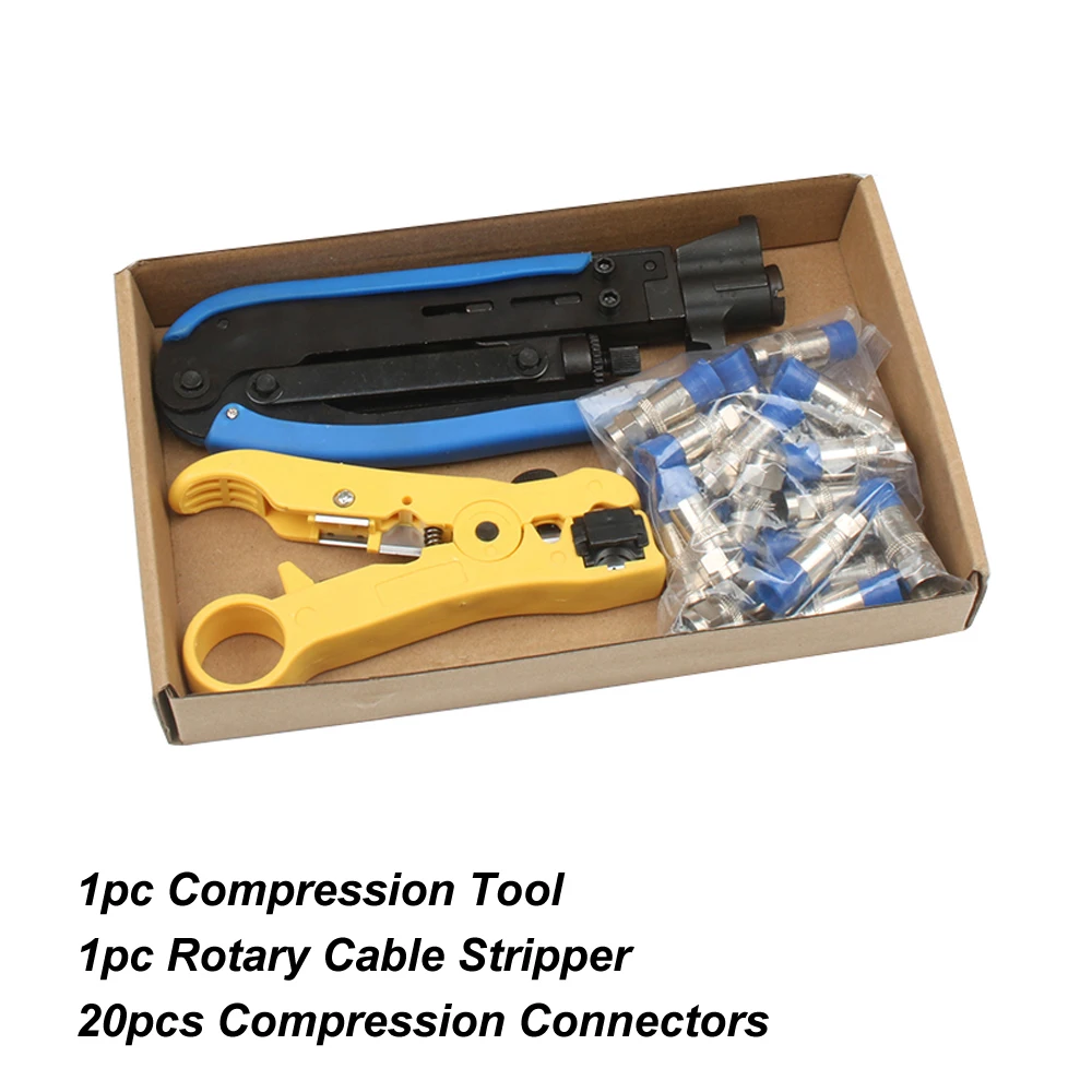 

Новый Мультитул, плоскогубцы для зачистки проводов, коаксиальный кабель, холодный зажим RG59 RG6, набор обжимных инструментов для кабеля ТВ с 20 F головками