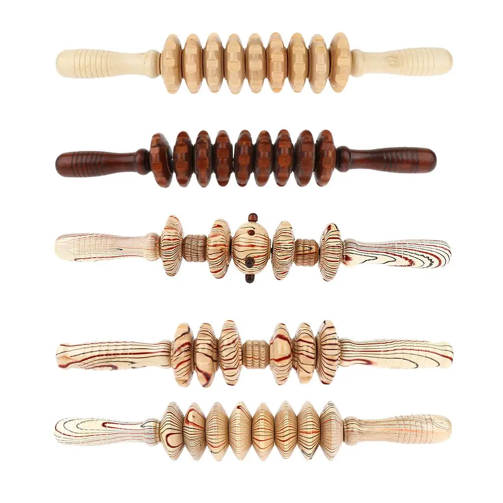 Массажный ролик с деревянной нескользящей ручкой 8-рулонный массажер для