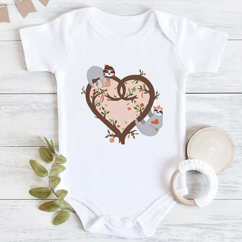 

Love Sloth Print Baby Rompers Fashion Casual Multi-color All-match RoundNeck Comfortable Male And Female Baby Cute 0-24M Outdoor