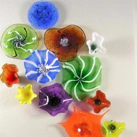flower plate chihuly crystal handmade murano glass flush monted multicolor wall art