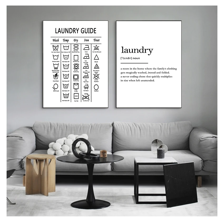 Настенное искусство шпаргалка для стирки постер с принтом минималистичный