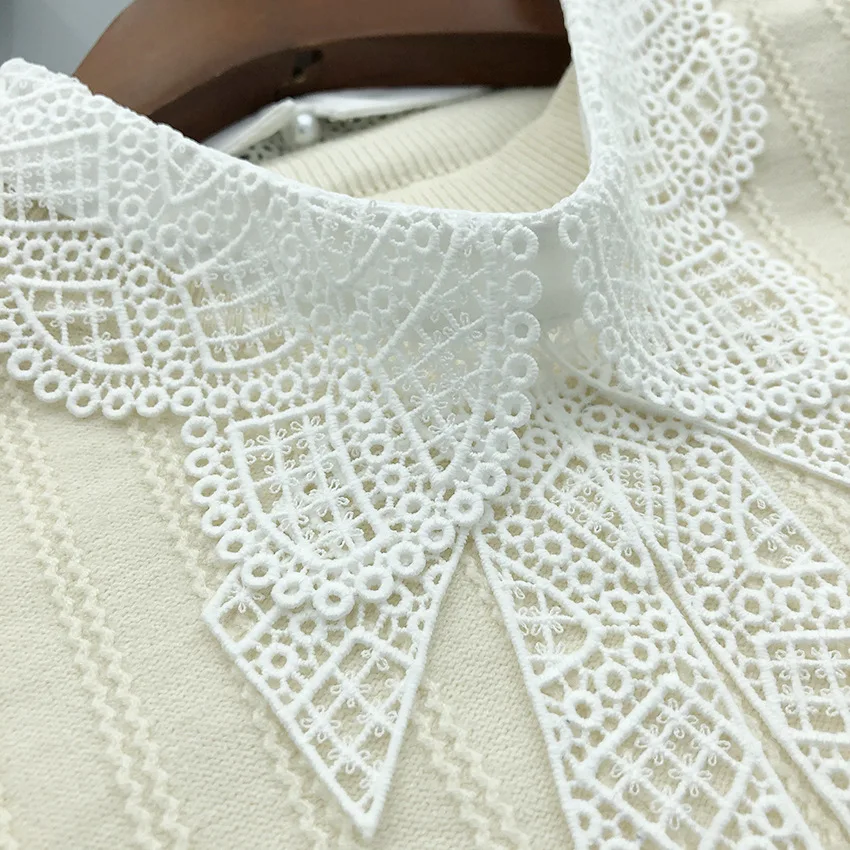 Универсальный Съемный воротник женский водорастворимый с маленькой вышивкой и