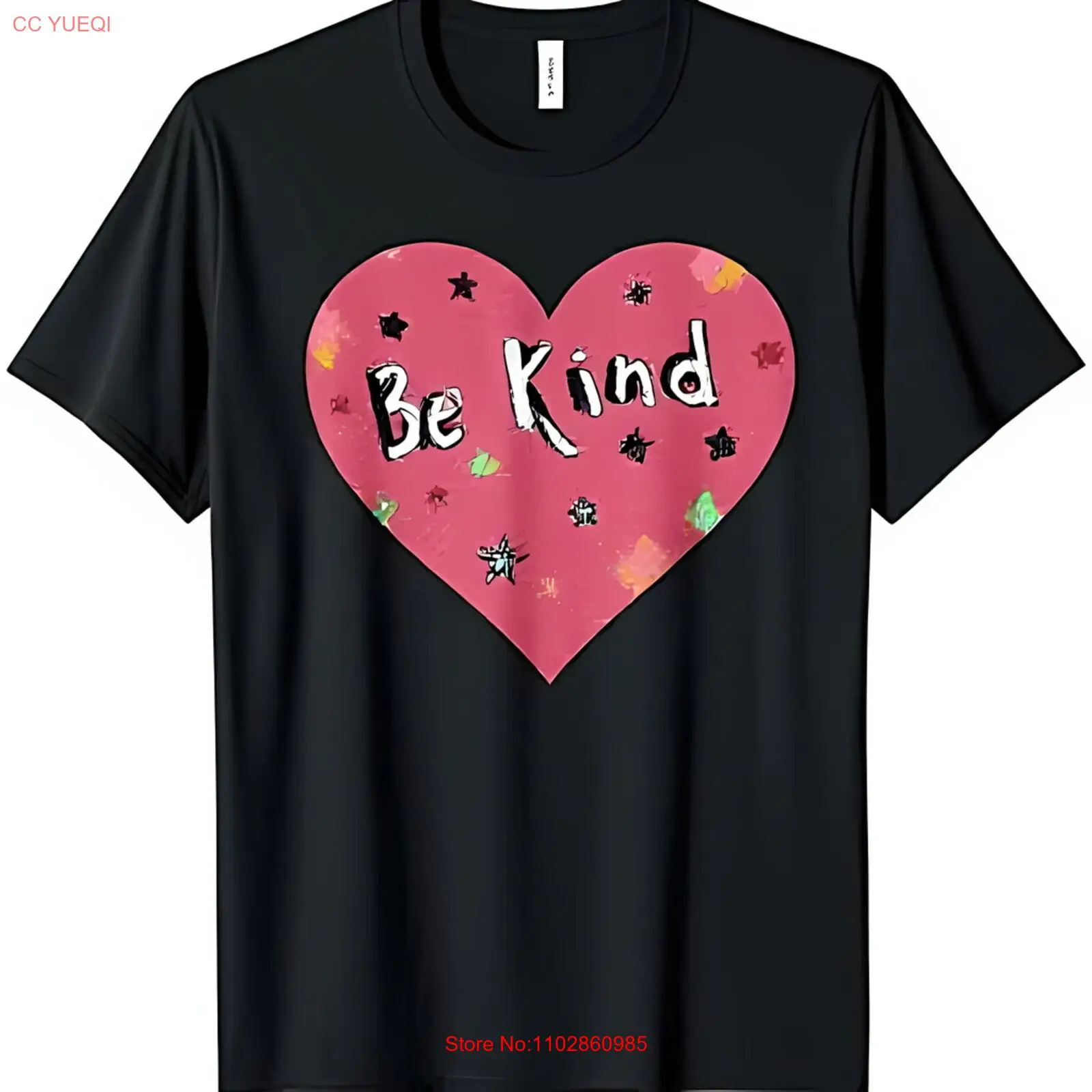 Черная футболка с ярким розовым сердцем Black Stars &amp Be Kind