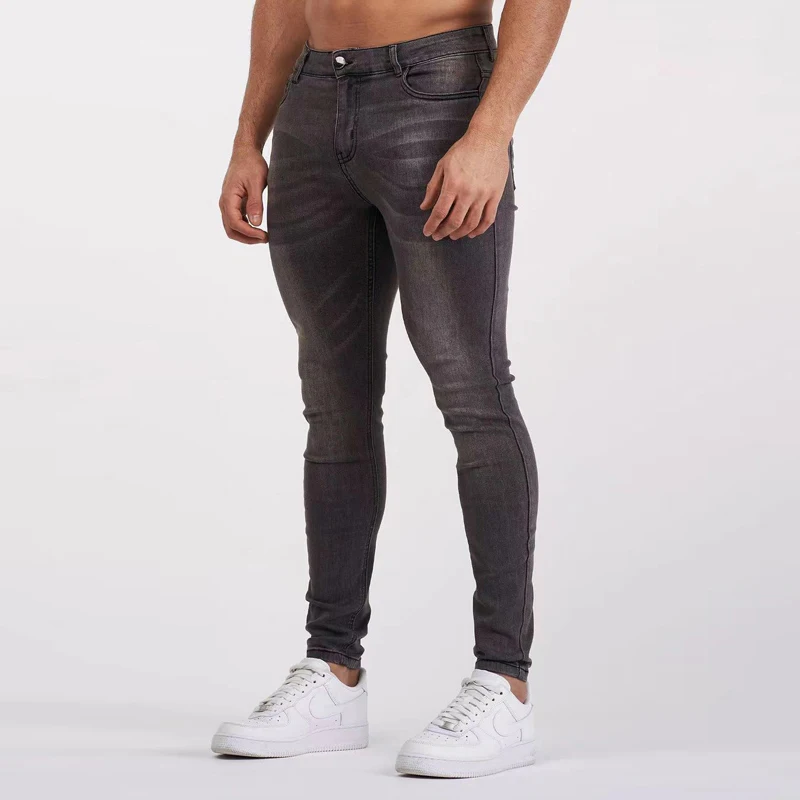 Мужские джинсы y2k super Skinny выцветающие черные цветные прямые классические