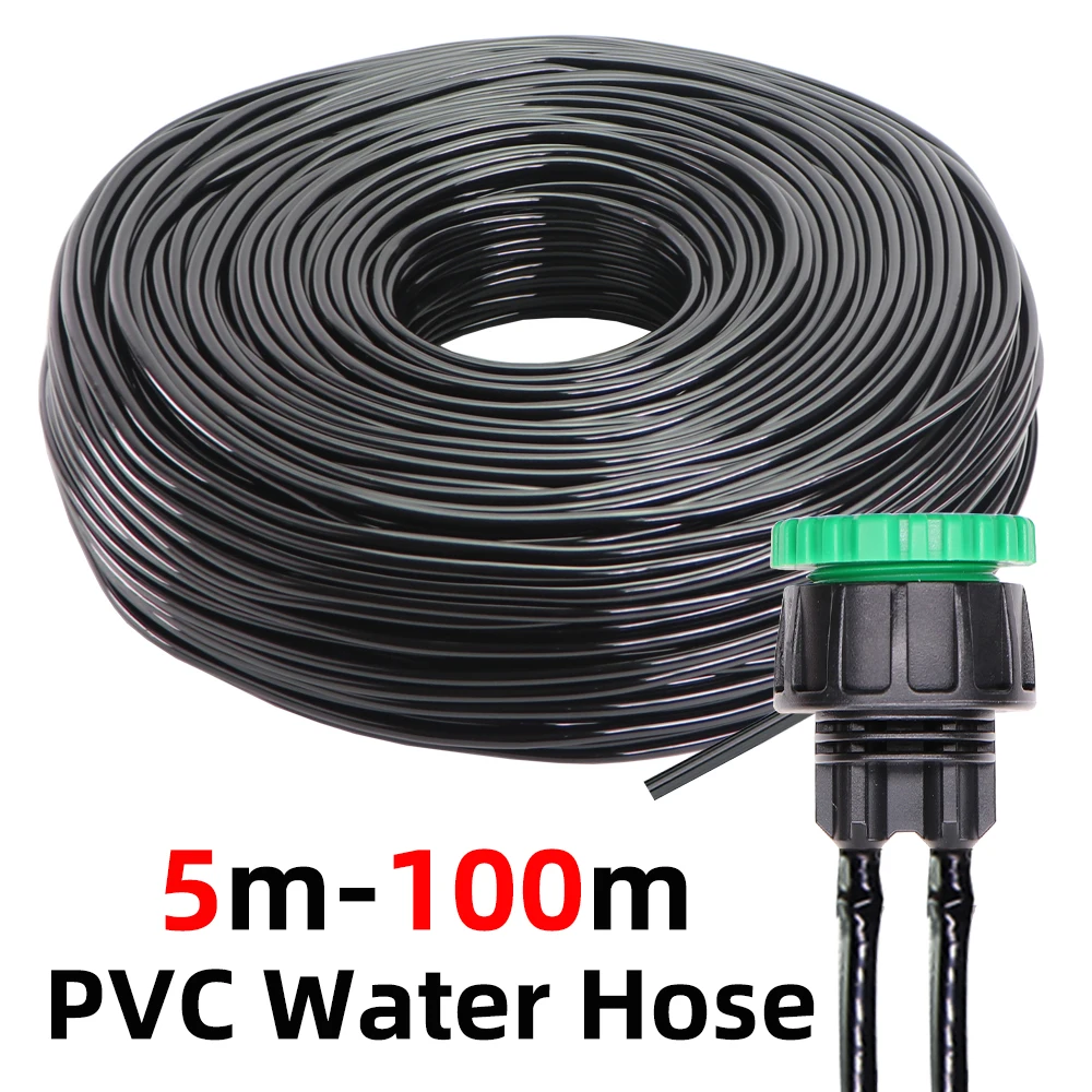 

5-100m Garden 4/7mm Watering PVC Hose Micro Irrigation 1/4'' Tub Greenhouse Pant Flower Sprikler With Water Tap Conector