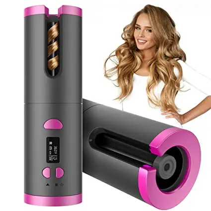 

Automatic cordless automatic curler, rechargeable automatic curler, 6 temperature and timer settings, portable automatic closing