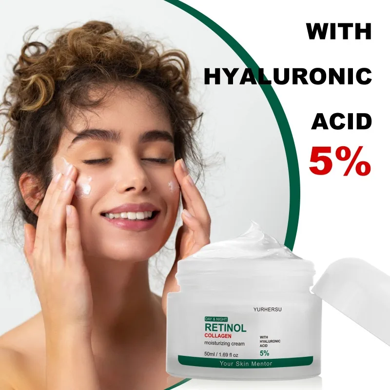 Фото DAY&NIGHT RETINOL COLLAGEN Увлажняющий крем HYALURONIC ACID 5% уменьшающий тонкие линии, укрепляющий, осветляющий увлажняющий крем для лица №1