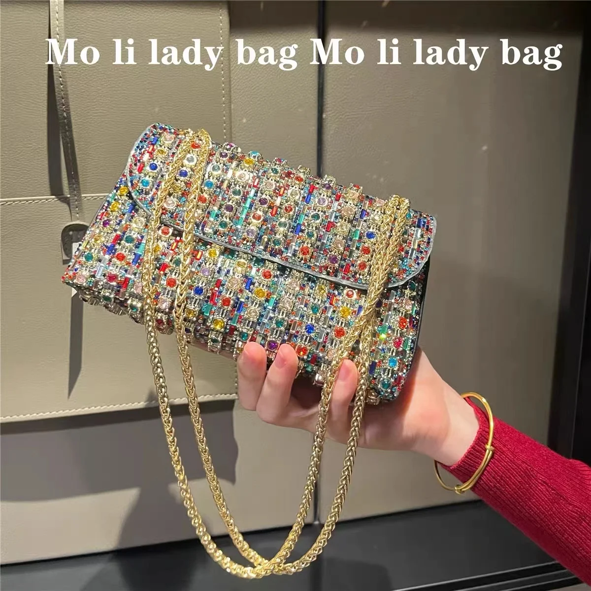 Роскошная блестящая квадратная сумка женская сумочка со стразами женский клатч