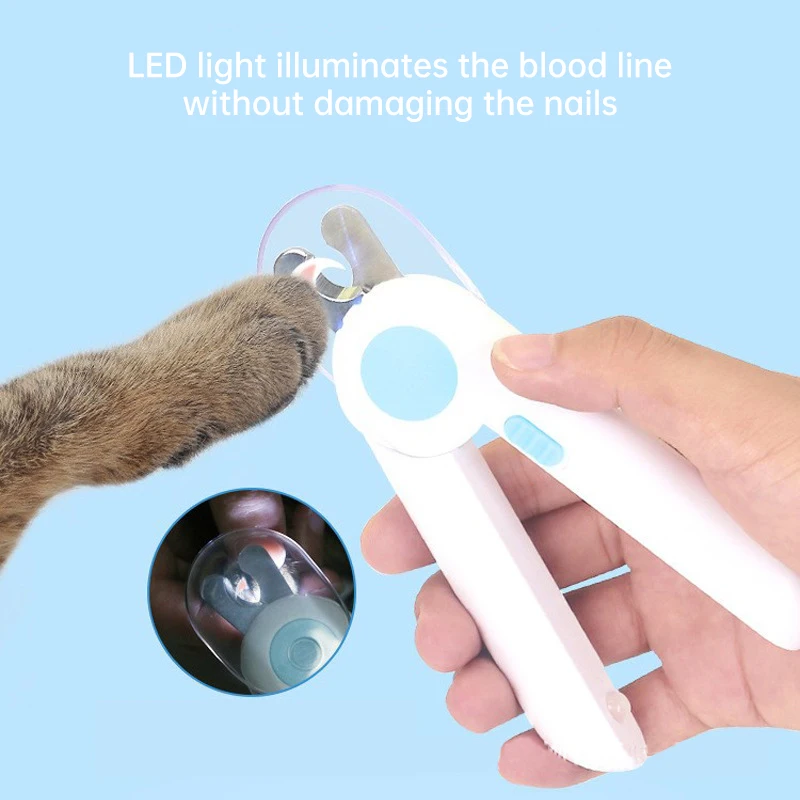 LED Cat Pet Nail Clipper Splash Proof Find Blood Line Grinder Dog Nail Clipper File Set Pince Ongle Pet Grooming Dropshipping