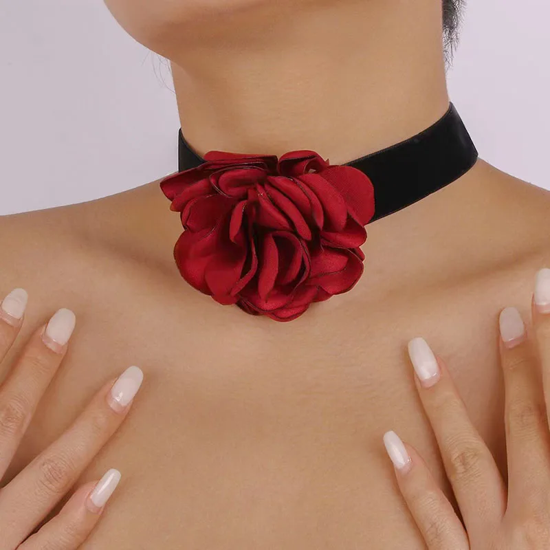 Ожерелье с большим кулоном в виде цветка чокер для женщин и девушек модные