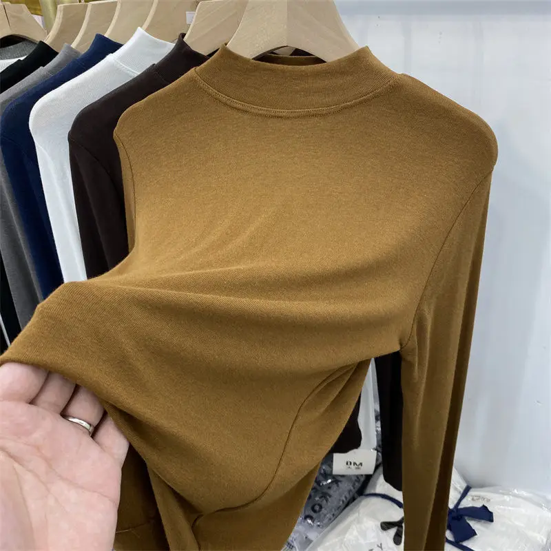 

91% Modal T Shirt Women Elasticity T-Shirt Woman Clothes Tops Slim Tshirt Female Long Sleeve Crop Top Womens Sexy Canale Y2k