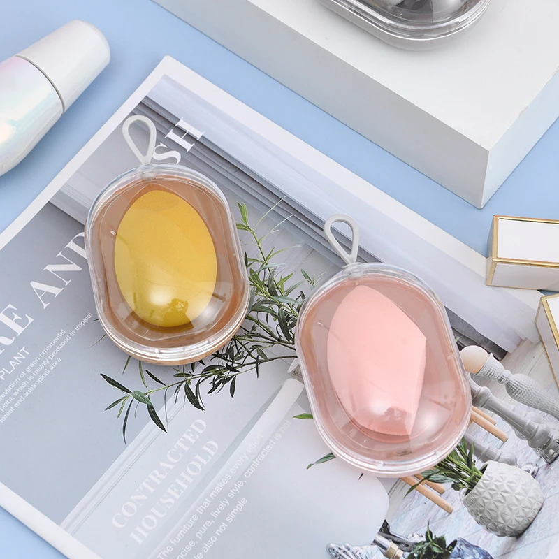 

Beauty Makeup Sponge Box Cosmetic Puff Storage Case Makeup Blender Puff Holder Empty Egg Shaped Transparent Puffs Drying Box