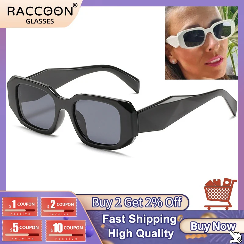 

Fashion Small Rectangle Women Sunglasses Retro Brand Designer Wide Legs Eyewear Shades Uv400 Men Square Punk White Sun Glasses