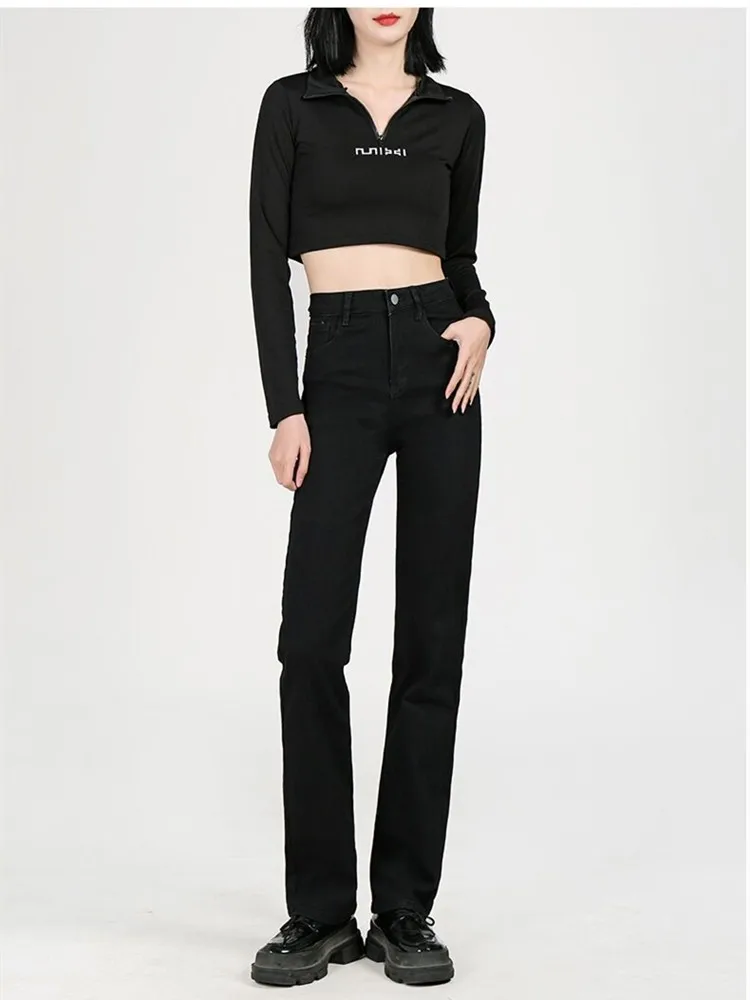 

High Waist Stretch Wide Lge Jeans Women Casual Vintage Mom Jeans