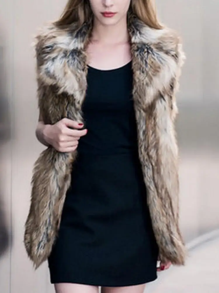 

Spring and Autumn Women's New Fashion Personality Mid-Length Vest Slim Fit Imitation Mink Fleece Fur Large Size Jacket S-6XL