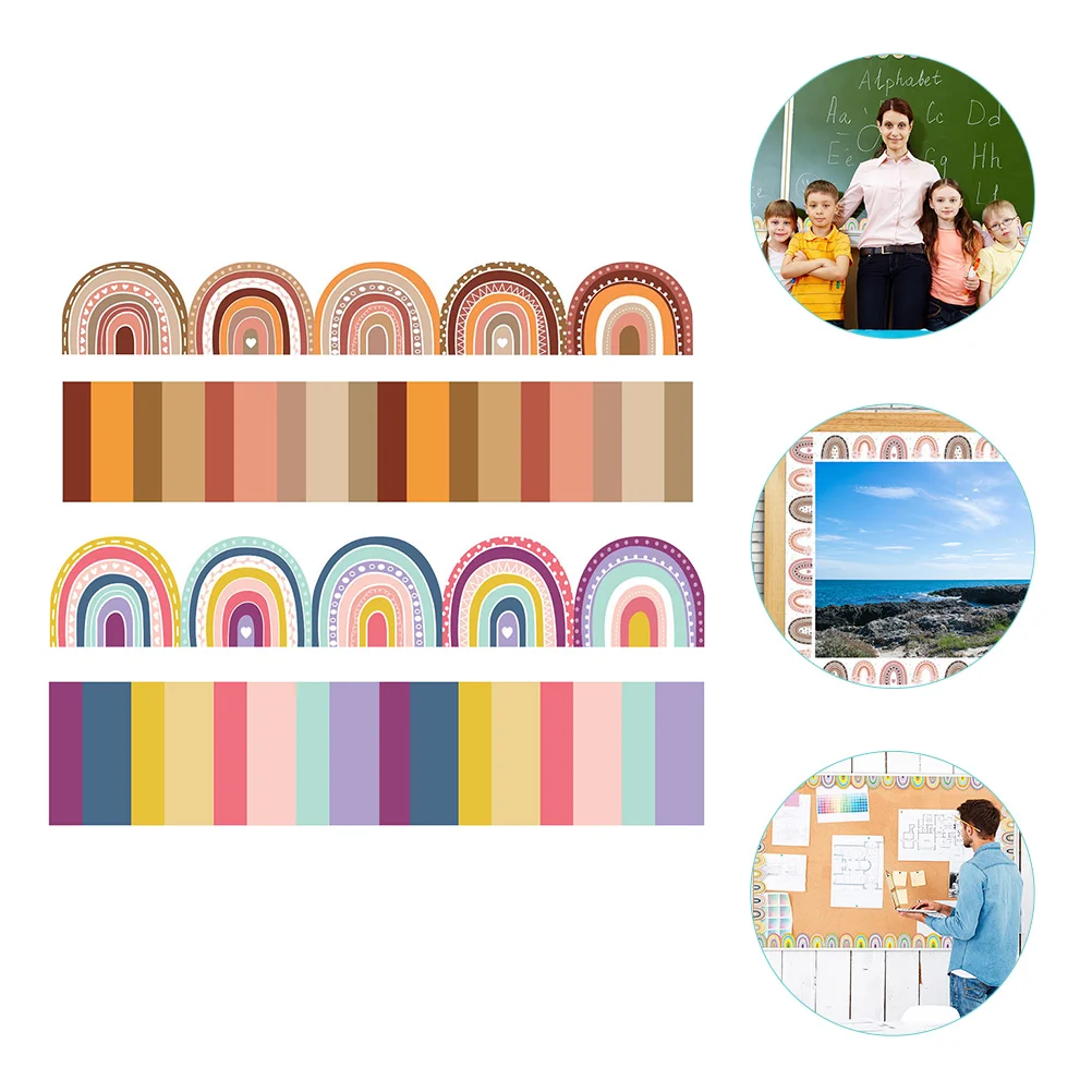 

Board Border Bulletin Classroom Borders Trim Sticker Rainbow Chalkboard Trimmers Cork Black Strips Paper Poster Strip Scalloped