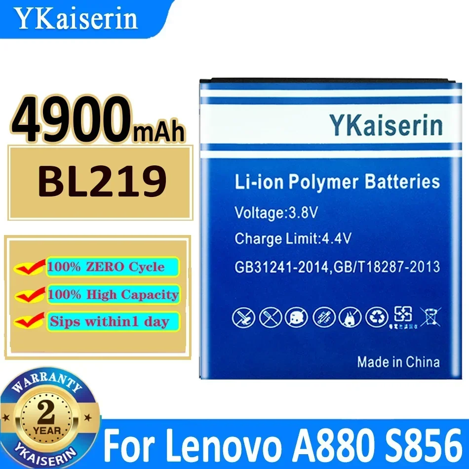 Аккумулятор YKaiserin 4900 мАч BL219 для Lenovo A880 S856 A889 A890e S810t A850 + A916 Bateria