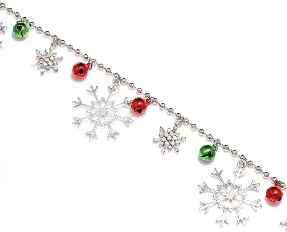 Рождественское длинное блестящее рождественское ожерелье со снежинками кулон JOY