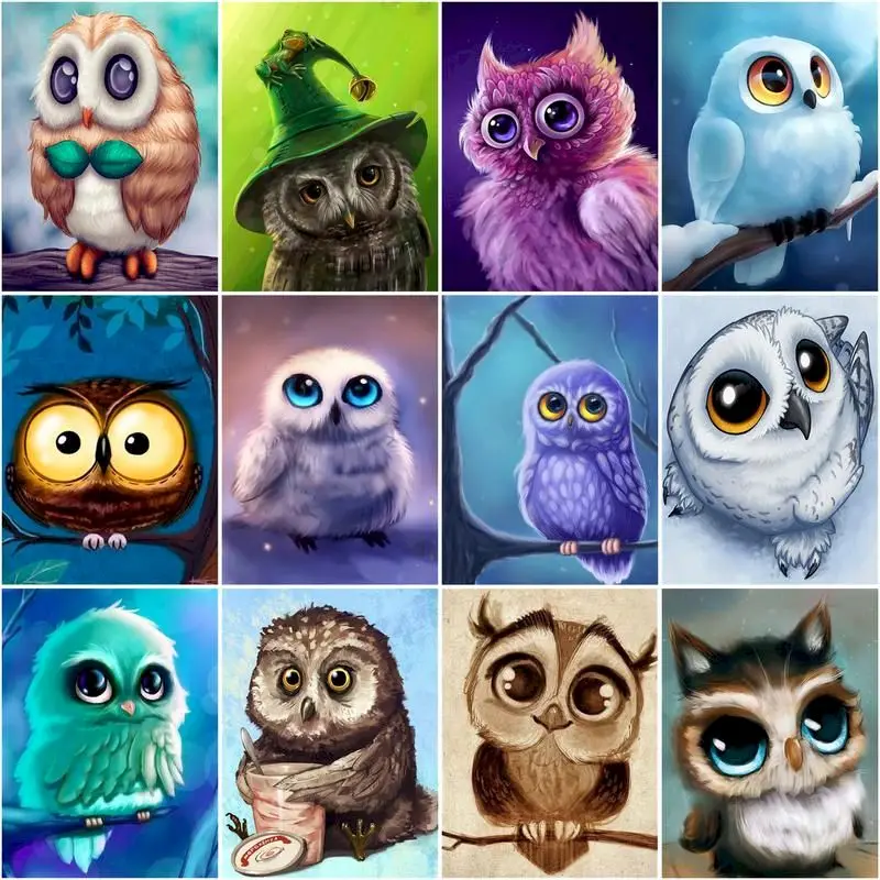 

CHENISTORY Paint By Number Owl Animal Pictures By Numbers Kits Handpainted Art Drawing On Canvas Gift Home Decor