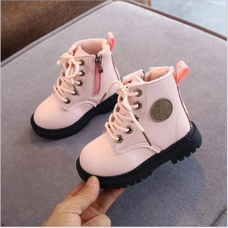 Autumn / winter 2022 new children's Plush boots boys and girls British warm boots baby soft bottom short boots