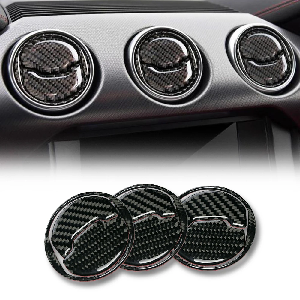 Real Carbon Fiber Interior Trim Sticker For Ford Mustang 2015-2020 Air Outlet Dashboard Vent Cover Car Interior Accessories