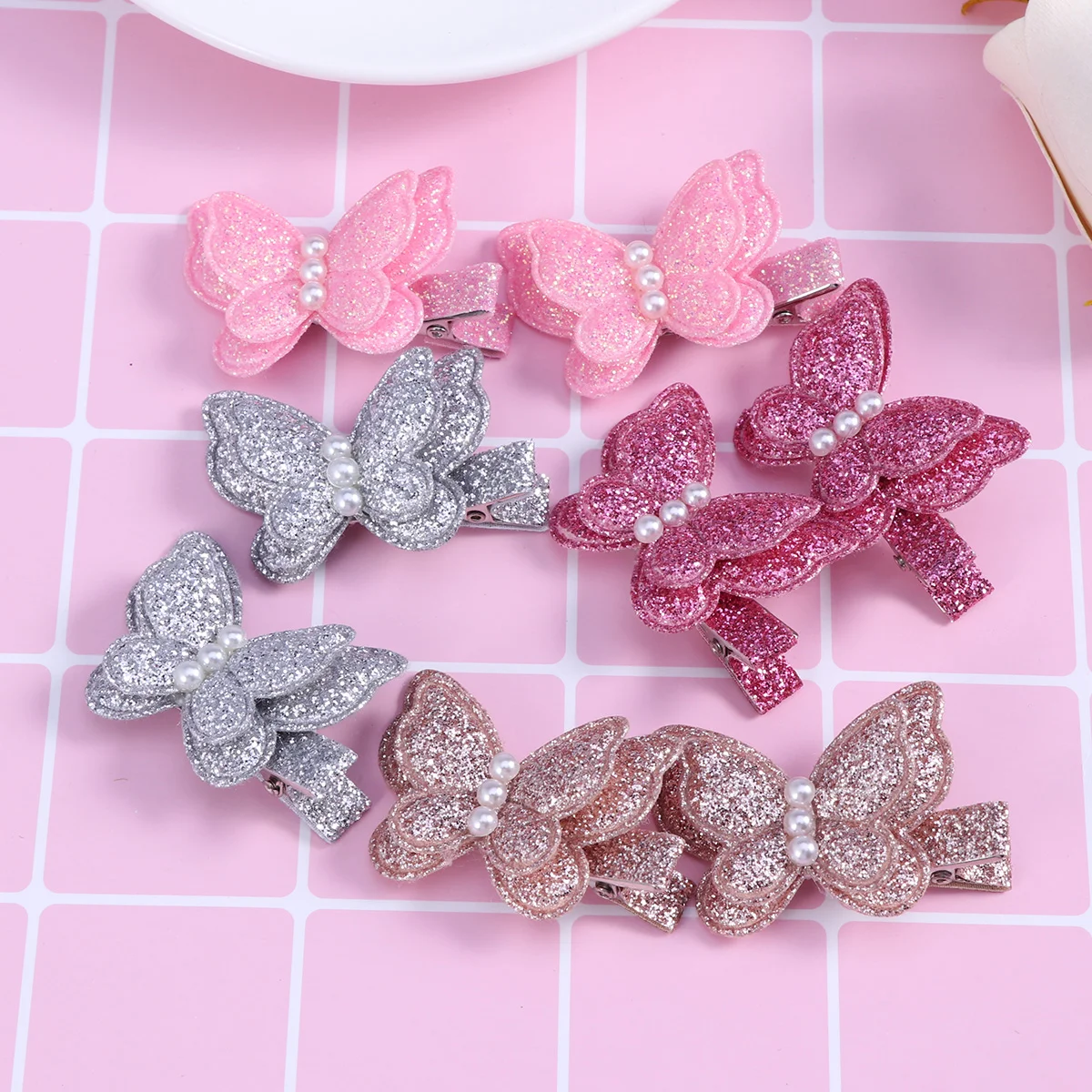 

8 шт., заколки для волос с блестками