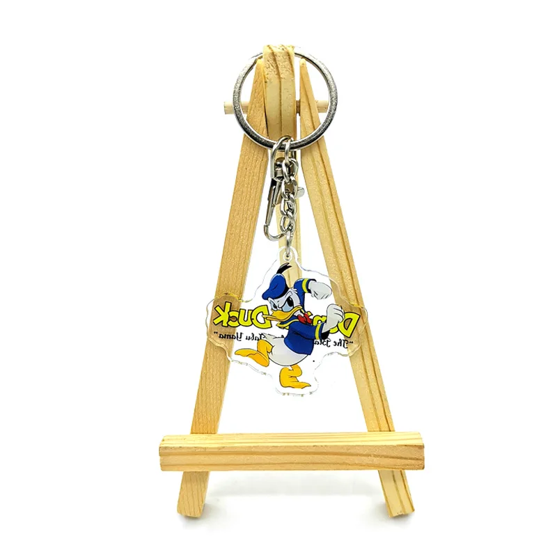 Дональд Дак: двусторонний прозрачный акриловый анимационный брелок для ключей с творческим периферийным кольцом для подарка мобильного телефона