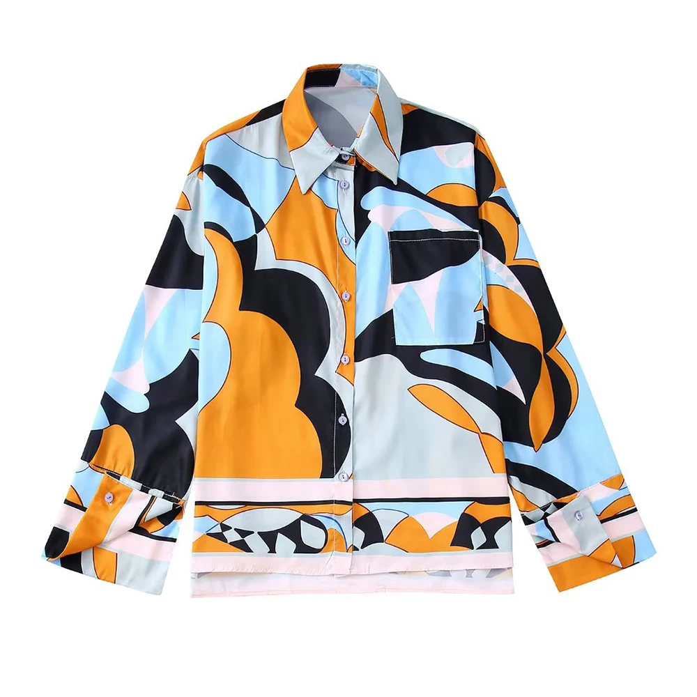 

Женская шикарная модная Новая декоративная рубашка с карманами 2022, повседневная женская Свободная блузка с длинным рукавом в стиле ретро