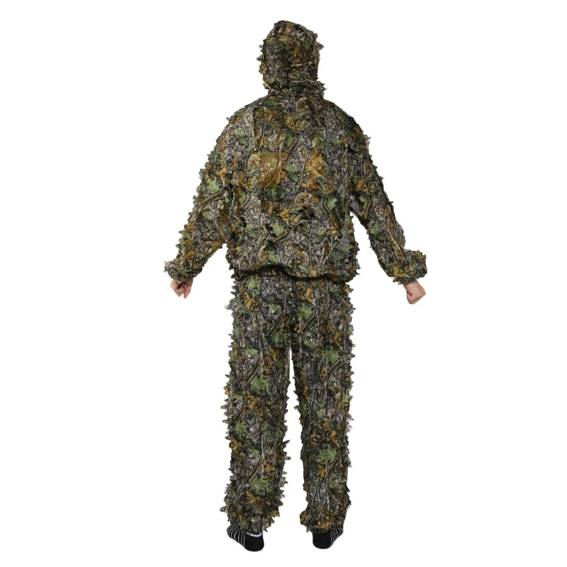 

Ghillie Suit, Adult 3D Hunting Suit, 3D Leafy Hooded Camouflage Clothing Outdoor 094C