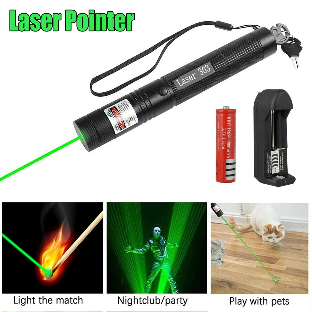 

Hight Powerful Green Laser pointer 1000 m 5mw Lazer pen 4pcs Head Burning Match with lasers 303+charger+18650 Battery