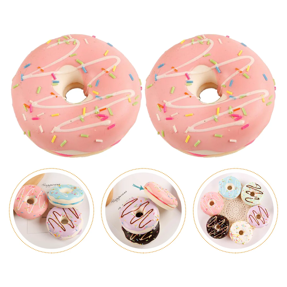 

2 Pcs Miniature Toys Simulation Donut Fake Doughnuts Prop Artificial Donuts Desserts Taste Cakes Pu Decoration